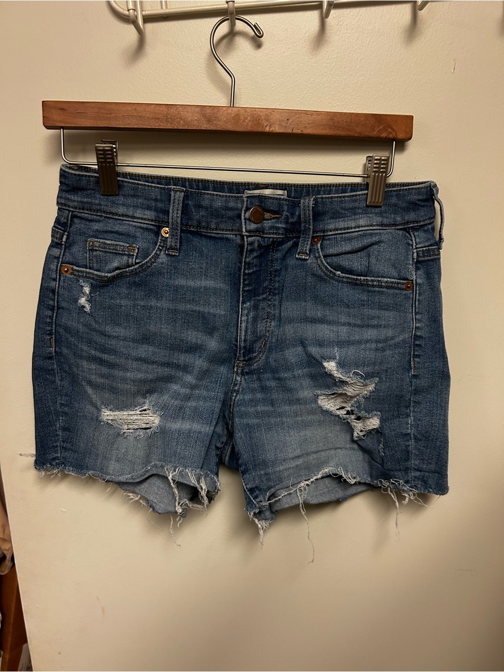 Universal Thread Distressed Dark Blue Denim Jean Shorts